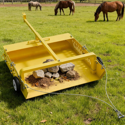 2-in-1 Horse Paddock Cleaner & Tow-Behind Trailer, Heavy Duty Manure Fork & Scoop, Efficient Yard Sweeper for Horse Manure, Drag Collector for Pasture/Yard Easy Cleanup