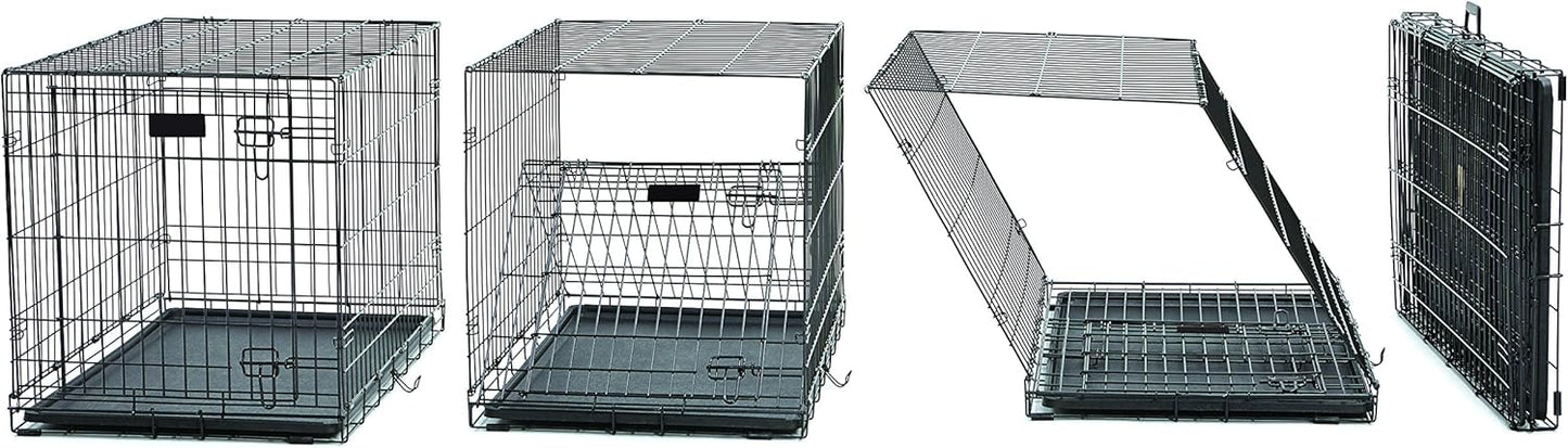 MidWest Homes for Pets 36-Inch iCrate Folding Dog Crate with Divider Panel, Leak-Proof Tray & Secure Latches – Metal Wire Kennel for Medium Large Breeds – Portable, Durable & Easy to Assemble