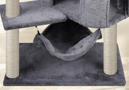 YUNIQUE Cat Tree with Cat Condo and Big Hammock, Grey