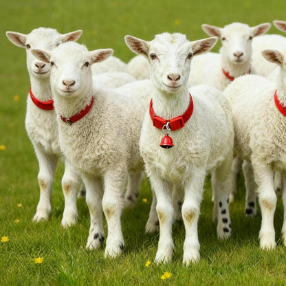 Acrux7 15 Pack Goat Collars with Bells, Adjustable Nylon Goats Collars and Metal Bells, Anti-Lost Grazing Bell for Small Farm Animal Sheep Goat Cow Accessories, 5 Colors