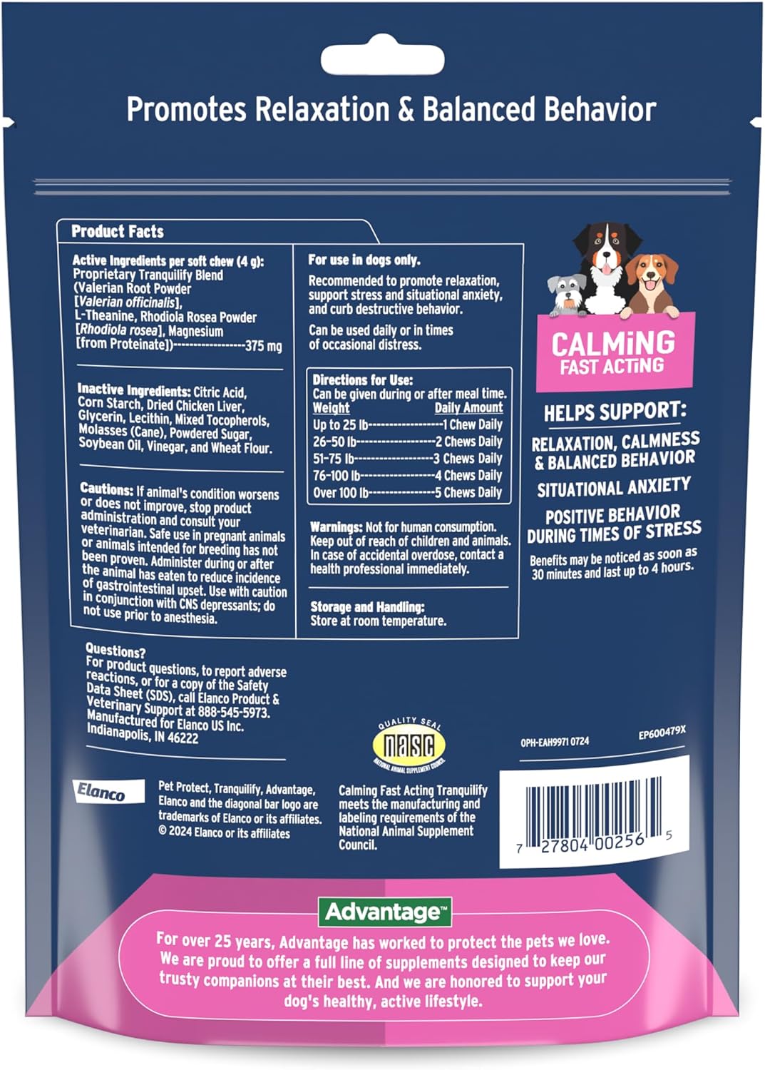Bundle of K9 Advantix II XL Dog | 2-Mo Supply + Pet Protect Calming Fast-Acting Soft Chews for Dogs, 60 Count