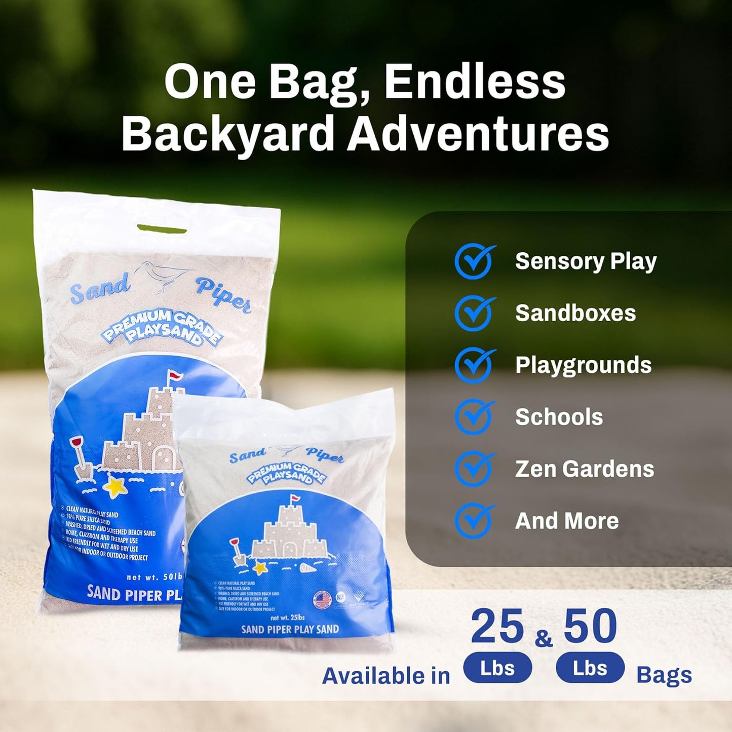 SandPiper 50 Pound Premium Grade Multi-Use Play Sand with Chemical Free Formula for Sandboxes, Pet Areas, Pavers, and Walking Stones, 2 Pack