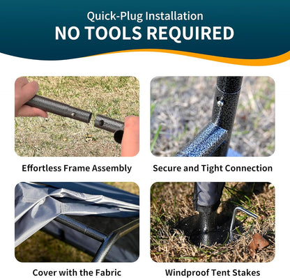 Dog Tent Outdoor, Extra Large Dog House Outside, Big Dog Shade Shelter Waterproof Weatherproof Doghouse Canopy with Ground Nails, Sun Rain Cover for Pet Cat Livestock, 4'x 4'x 3.3', Gray