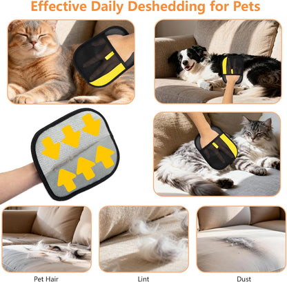 Pet Grooming Gloves for Cats & Dogs – Gentle Deshedding & Massage Brush Glove, Efficient Hair Remover with Static Adsorption, Soft Silicone Tips, Easy to Clean & Comfortable Fit