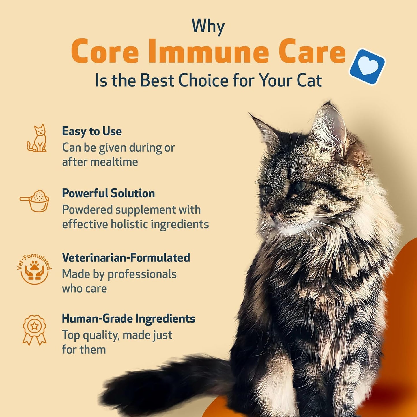 Pet Wellbeing Core Immune Care for Cats of All Ages - Daily Antioxidants, Immune Support, Collagen, Glutathione, Vitamin E - Veterinarian-Formulated Holistic Supplement 3.7 oz (105 g) Powder