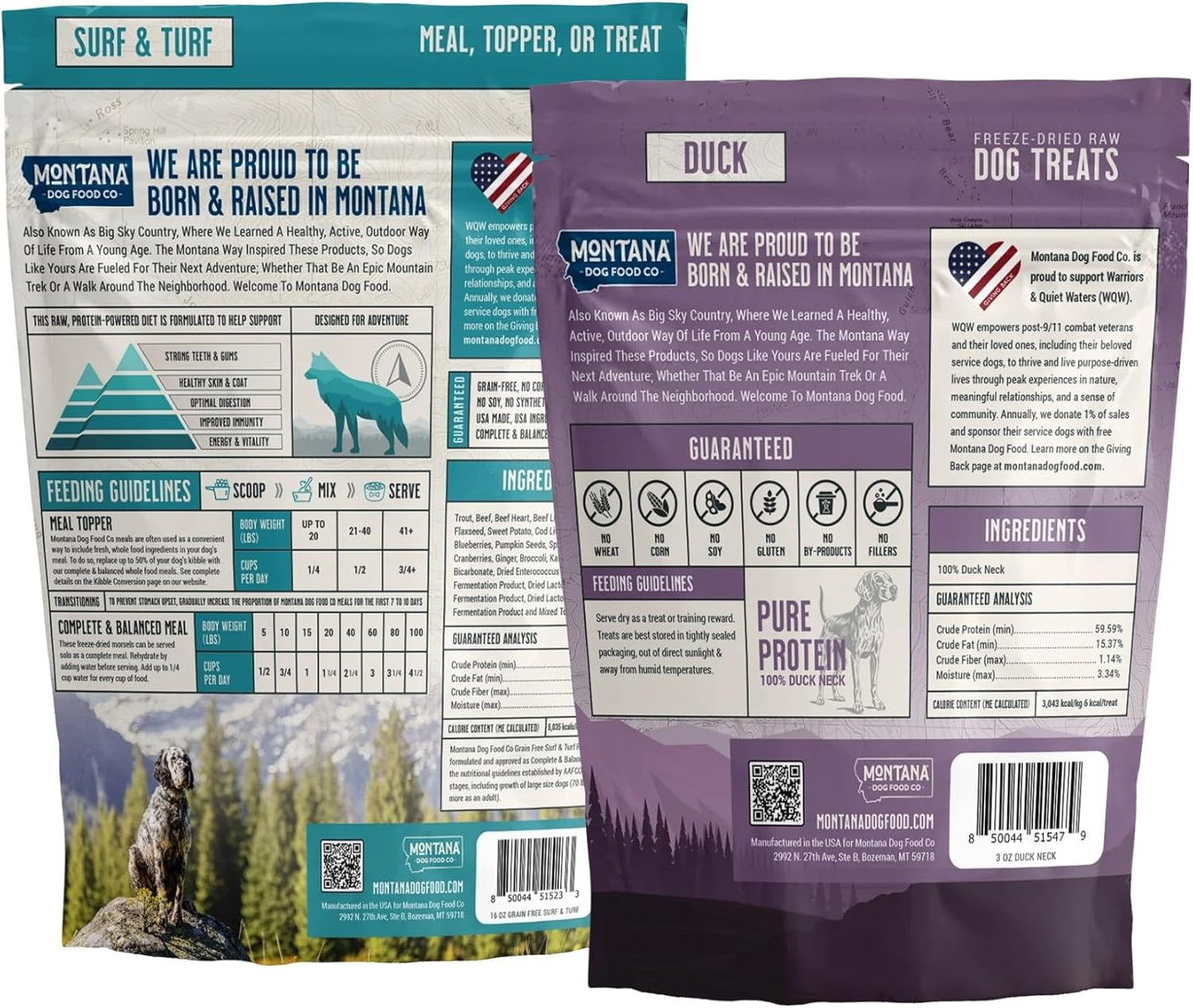 Surf and Turf Dog Food and Duck Dog Treat Adventure Fuel Bundle - Freeze-Dried Raw Food with Single Ingredient Duck Training Snacks