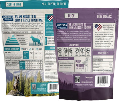 Surf and Turf Dog Food and Duck Dog Treat Adventure Fuel Bundle - Freeze-Dried Raw Food with Single Ingredient Duck Training Snacks