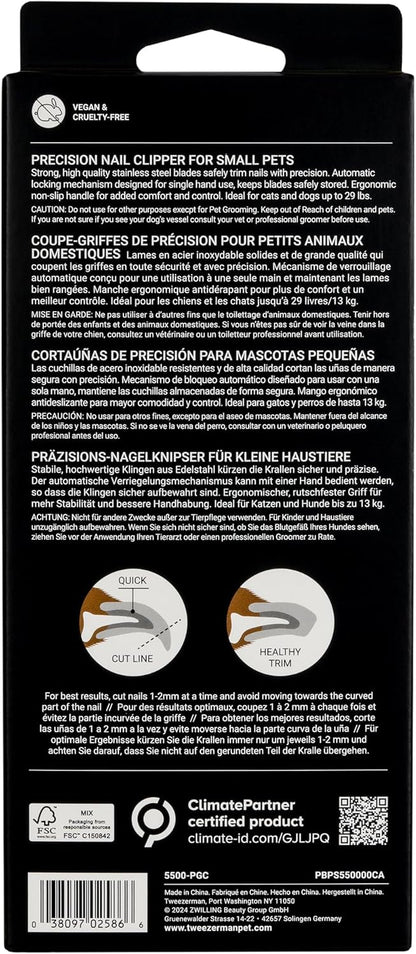 Tweezerman Small Nail Clippers for Dogs & Cats, Manual Professional Dog & Cat Nail Trimmer with Ergonomic Handle