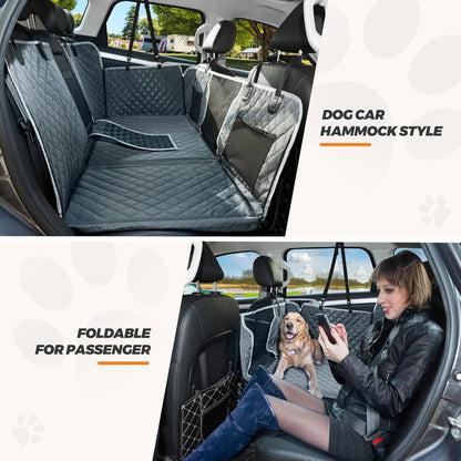 Back Seat Extender for Dog,Waterproof Hard Bottom Dog Car Seat Cover for Back Seat Protector,Foldable Camping Pet Hammock Bed,Easy Clean Travelling Accessories Car SUV Truck (Gray)