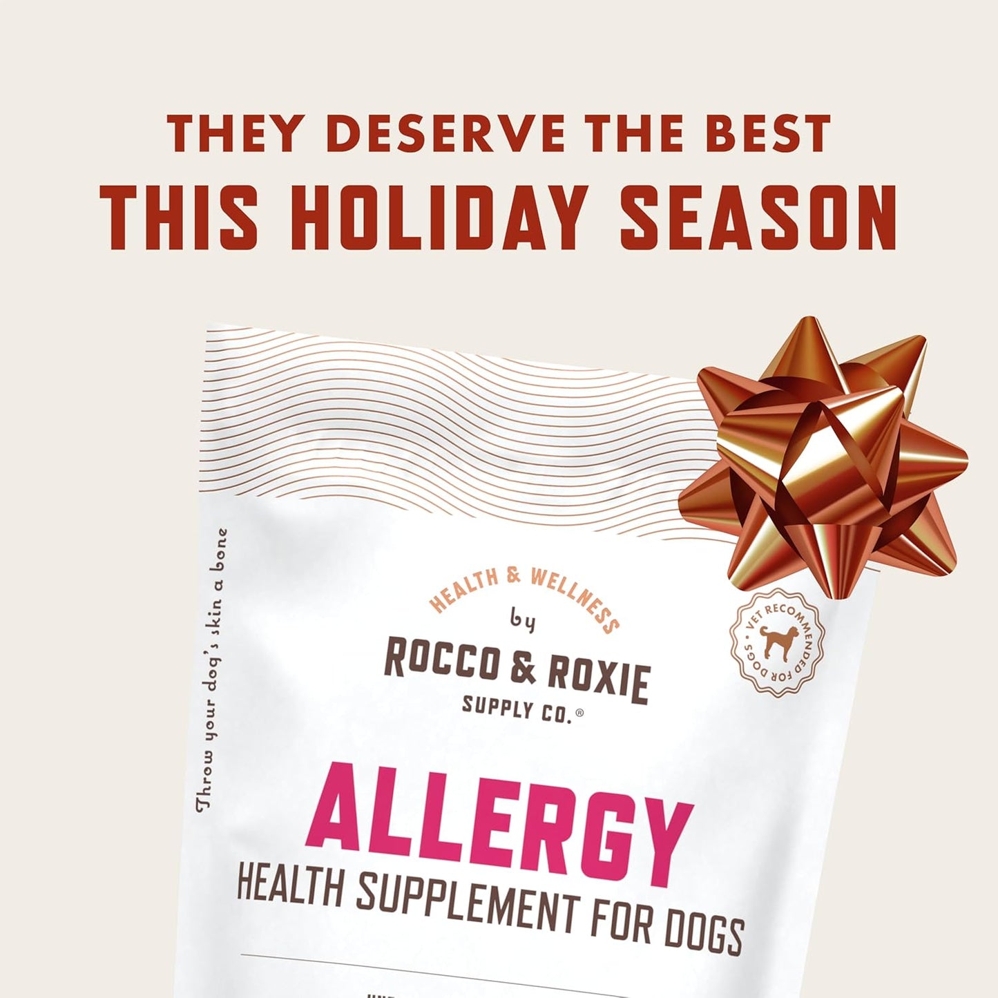 Rocco & Roxie Dog Allergy Relief Chews with Omega 3 for Dogs, Probiotics for Itching Skin, Stop Paw Licking, Fish Oil Skin and Coat Supplement, Anti-Itch, Pet Itchy Allergies and Immune Support, 60ct