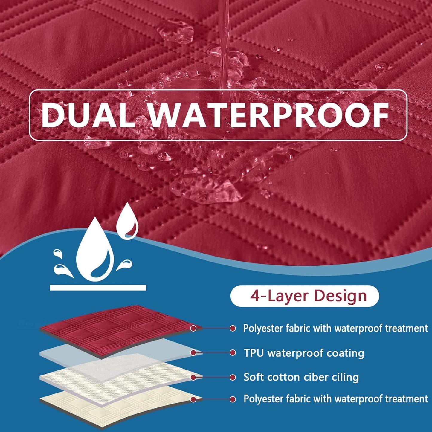 hyha Waterproof Dog Blanket, Reversible Pet Bed Blanket, Soft Sofa Couch Cover for Dogs Washable, Waterproof Pet Couch Covers for Sofa Puppy Cats Furniture Protector(30"x53", Wine Red/Beige)