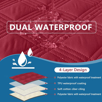 hyha Waterproof Dog Blanket, Reversible Pet Bed Blanket, Soft Sofa Couch Cover for Dogs Washable, Waterproof Pet Couch Covers for Sofa Puppy Cats Furniture Protector(30"x53", Wine Red/Beige)