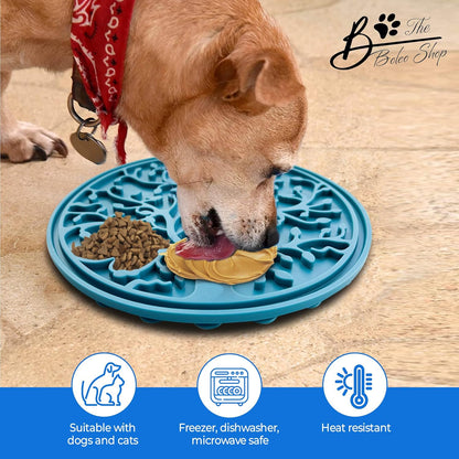 B The Boleo Shop Tree Design Lick Mat for Dogs and Cats, Slow Feeder, Anxiety Relief, Improve Grooming Session, Dog Toy to Keep Busy