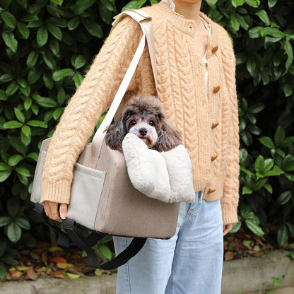 Dog Car Seat for Small Dog Center Console Seat Pet Booster Seat for Car Puppy Car Seat for Small Dogs(Champagne+Khaki)