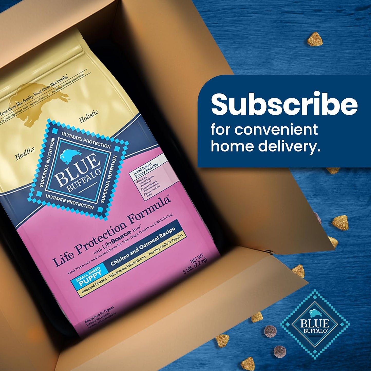 Blue Buffalo Life Protection Formula Small Breed Puppy Dry Dog Food with DHA, Vital Nutrients & Antioxidants, Made with Natural Ingredients, Chicken & Oatmeal Recipe, 5-lb. Bag