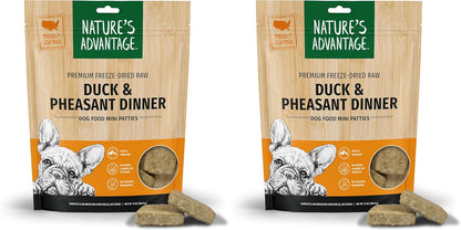 Nature's Advantage Freeze-Dried Raw Duck & Pheasant Dinner Dog Food Mini Patties, 14 oz | Grain Free, High Protein Nutrition (Pack of 2)
