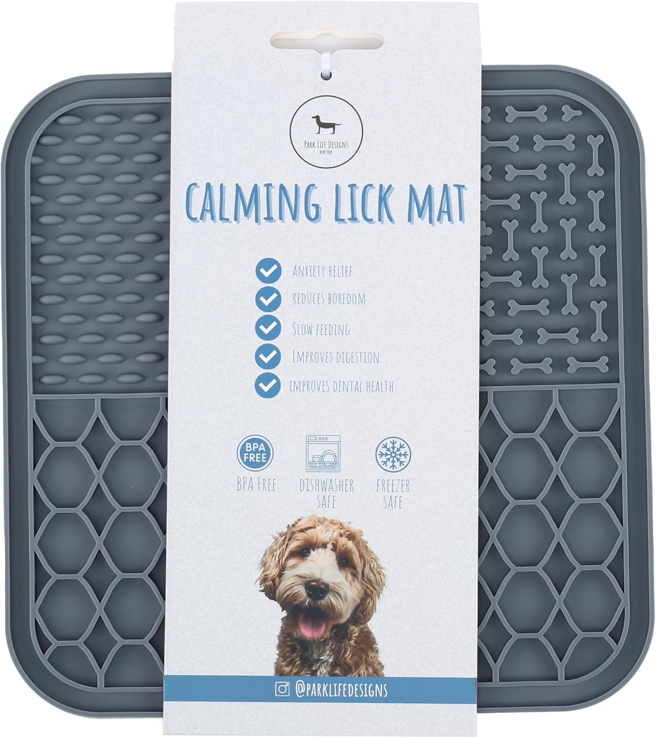 Park Life Designs Calming Lick Mat, 9-Inch, Silicone, Dark Grey