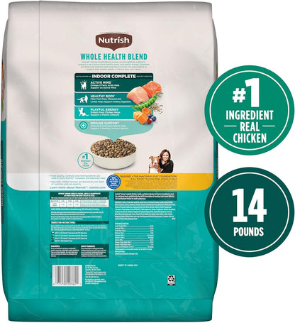 Nutrish Indoor Complete Premium Natural Dry Cat Food, Chicken with Lentils & Salmon Recipe, 14 Pounds (Packaging May Vary)