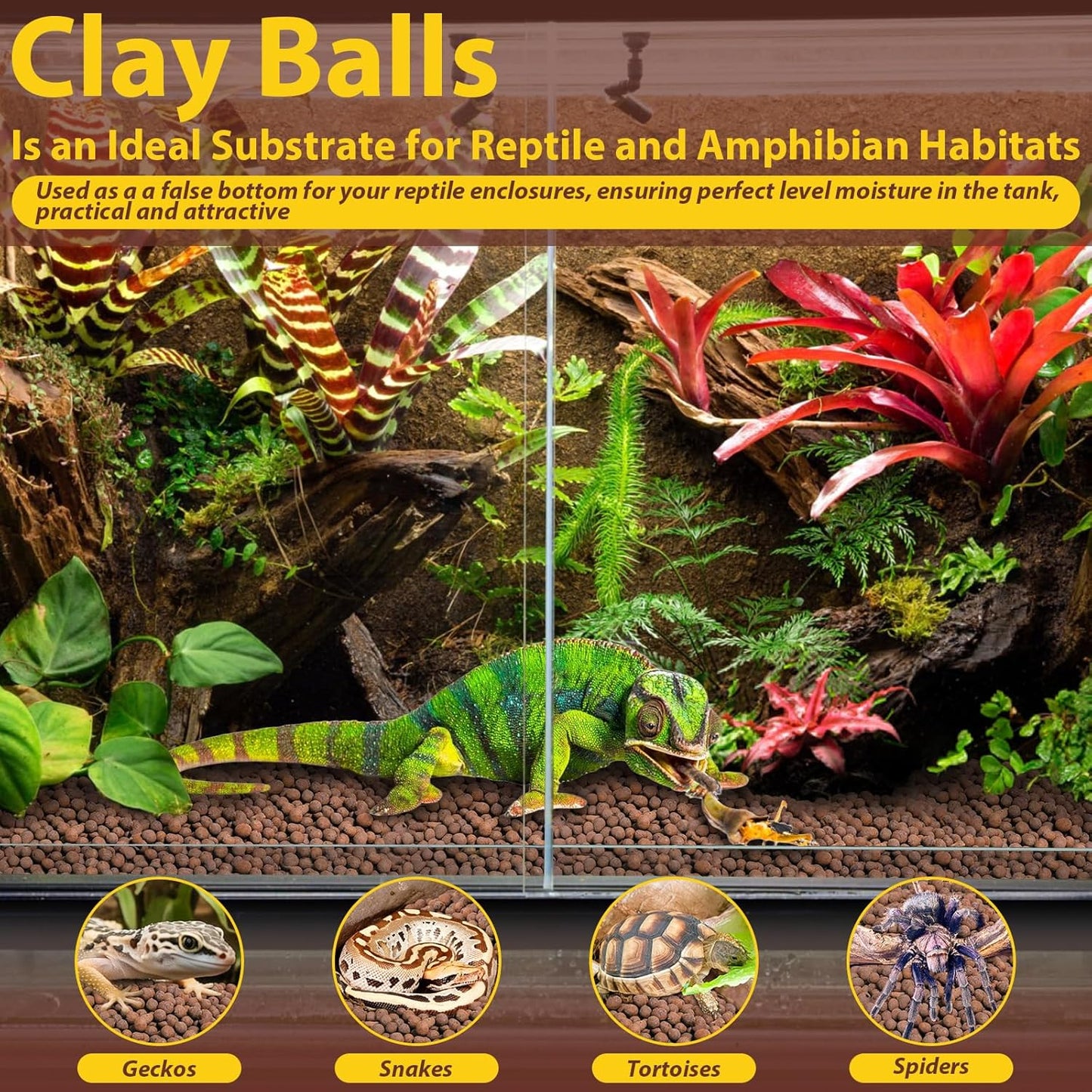 Legigo 4LBS Leca Balls Terrarium Substrate for Reptiles, Organic Lightweight Clay Pebbles Drainage Layer Substrate for Bioactive Terrarium, Expanded Clay Balls Hydro Balls for Reptiles Tank, Plants