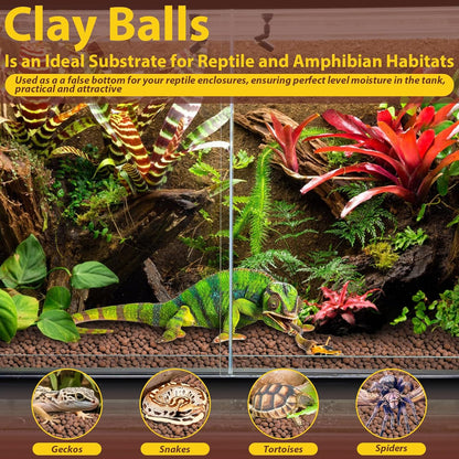 Legigo 4LBS Leca Balls Terrarium Substrate for Reptiles, Organic Lightweight Clay Pebbles Drainage Layer Substrate for Bioactive Terrarium, Expanded Clay Balls Hydro Balls for Reptiles Tank, Plants