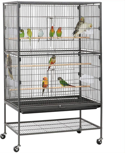 Yaheetech 52-inch Wrought Steel Standing Large Flight King Bird Cage for Cockatiels African Grey Quaker Amazon Sun Parakeets Green Cheek Conures Pigeons Parrot Bird Cage Birdcage with Stand