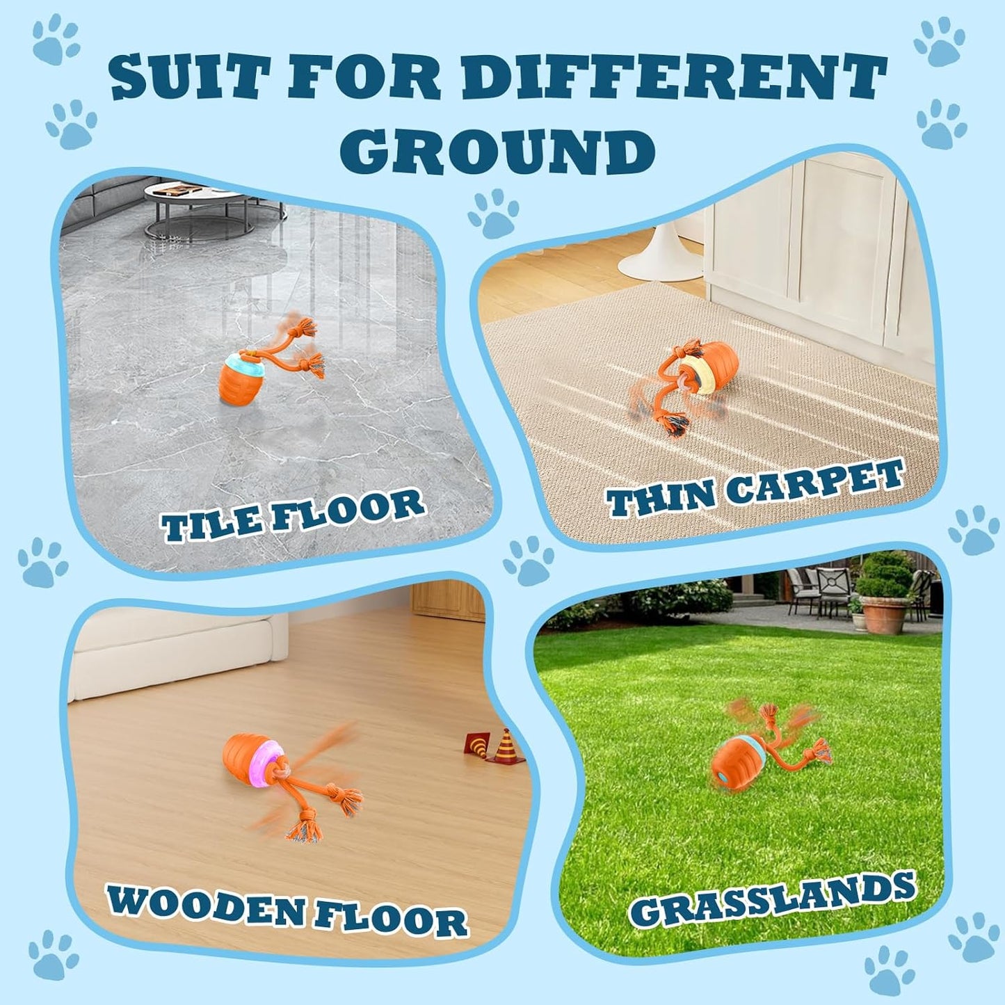 Interactive Dog Ball - 2025 Upgraded Moving Balls for Medium/Large Dogs, Automatic Chase Buddy Dogs Toy Wicked Ball for Boredom, Interactive Dog Toy to Keep Them Busy(Bright Orange)