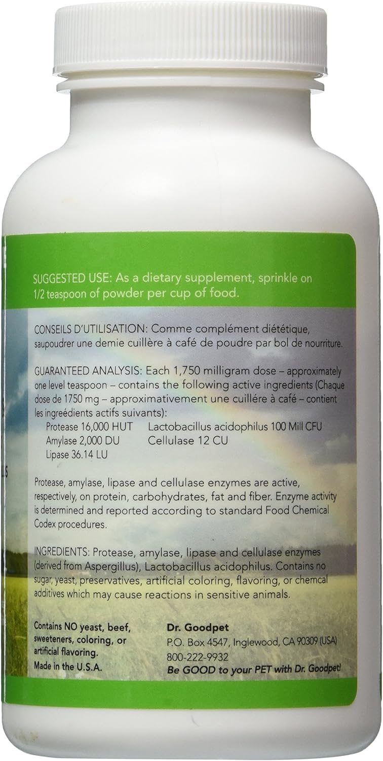 Dr. Goodpet Feline Digestive Enzymes 10X w/Probiotics & Prebiotics | Supports Healthy Digestive Tracts | Perfect Kitty Poops & Improve General Health | Vegan (NO Pork, NO Beef, Clean and Effective)