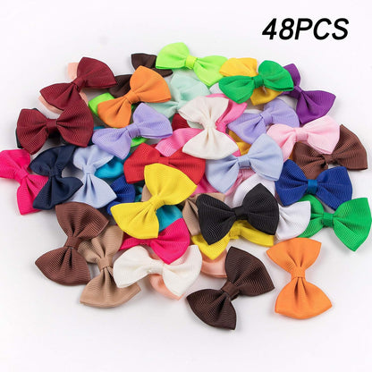 XIMA 48PCS(24pairs) Dog's Hair Bows Clips,Small Handmade Hair Accessories Bow Pet Puppy for Doggies Cat Kitten Rabbit Grooming Accessories (Mixcolors-48pcs Bows Hair Clip)