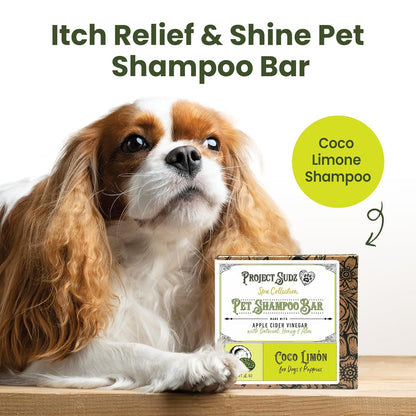 Project Sudz Spa Collection Bar Shampoo – Coco Limone | Solid Pet Shampoo Bar with Coconut & Lemon | Eco-Friendly, Plastic-Free, Gentle & Safe for Dogs & Cats