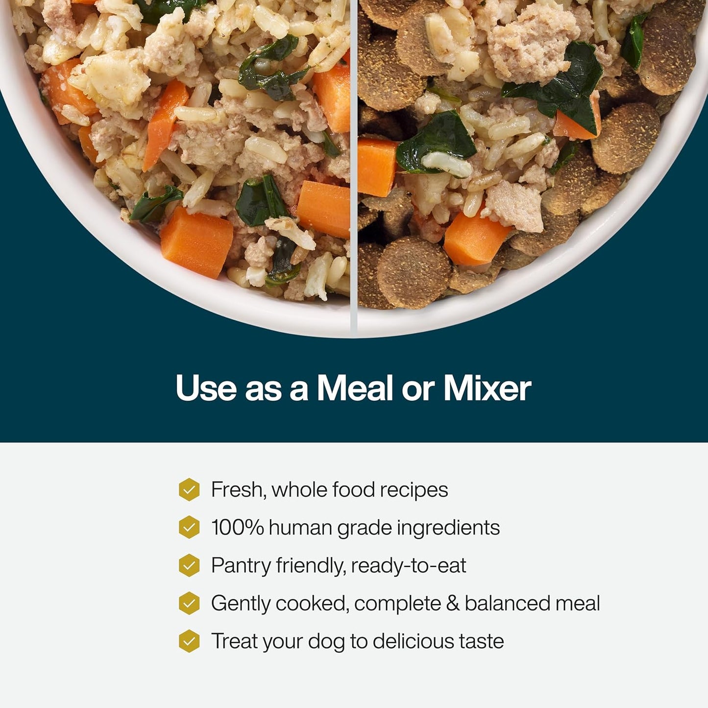 JustFoodForDogs JustFresh Wet Dog Food, Fresh Pet Meals and Toppers with No Preservatives, Resealable Package, Human Grade, Home-Cooked Chicken, 12 oz - 7 Pack