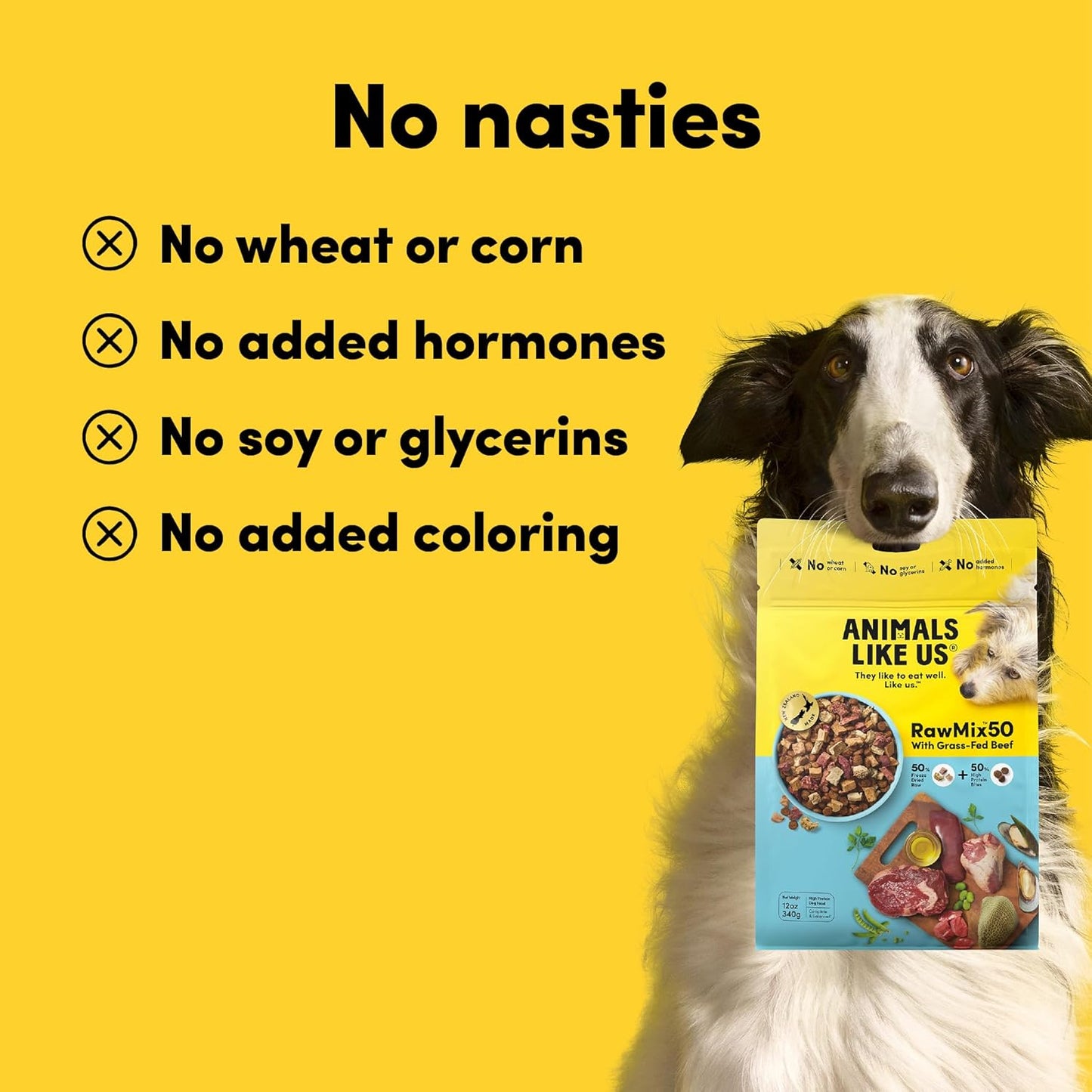 RawMix50 3Pack Premium Freeze-Dried Raw Cage-Free Chicken, Grass-Fed Beef, Grass-Fed Lamb Dog Food, Includes Kibble, Non-GMO, No Wheat or Corn, 12oz Each