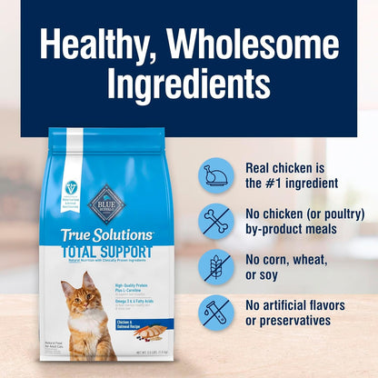 Blue Buffalo True Solutions Total Support Natural Dry Cat Food for Adult Cats, Chicken, 3.5-lb. Bag