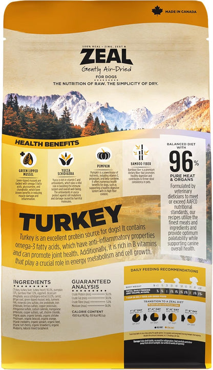 ZEAL Canada Air-Dried Turkey Recipe for Dogs - High Protein, Natural Superfoods, Nutrient Rich, No Fillers, Grain Free, Complete & Balanced (Turkey, 5.5lb)