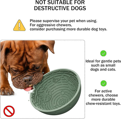 OHMO Slow Feeder Bowl Lick Mat for Dogs(Sage Green, 6.3") Interactive Soft Silicone w/Wobbly & Stable Galaxy Design, Reduces Pet Boredom Anxiety, Easy Clean
