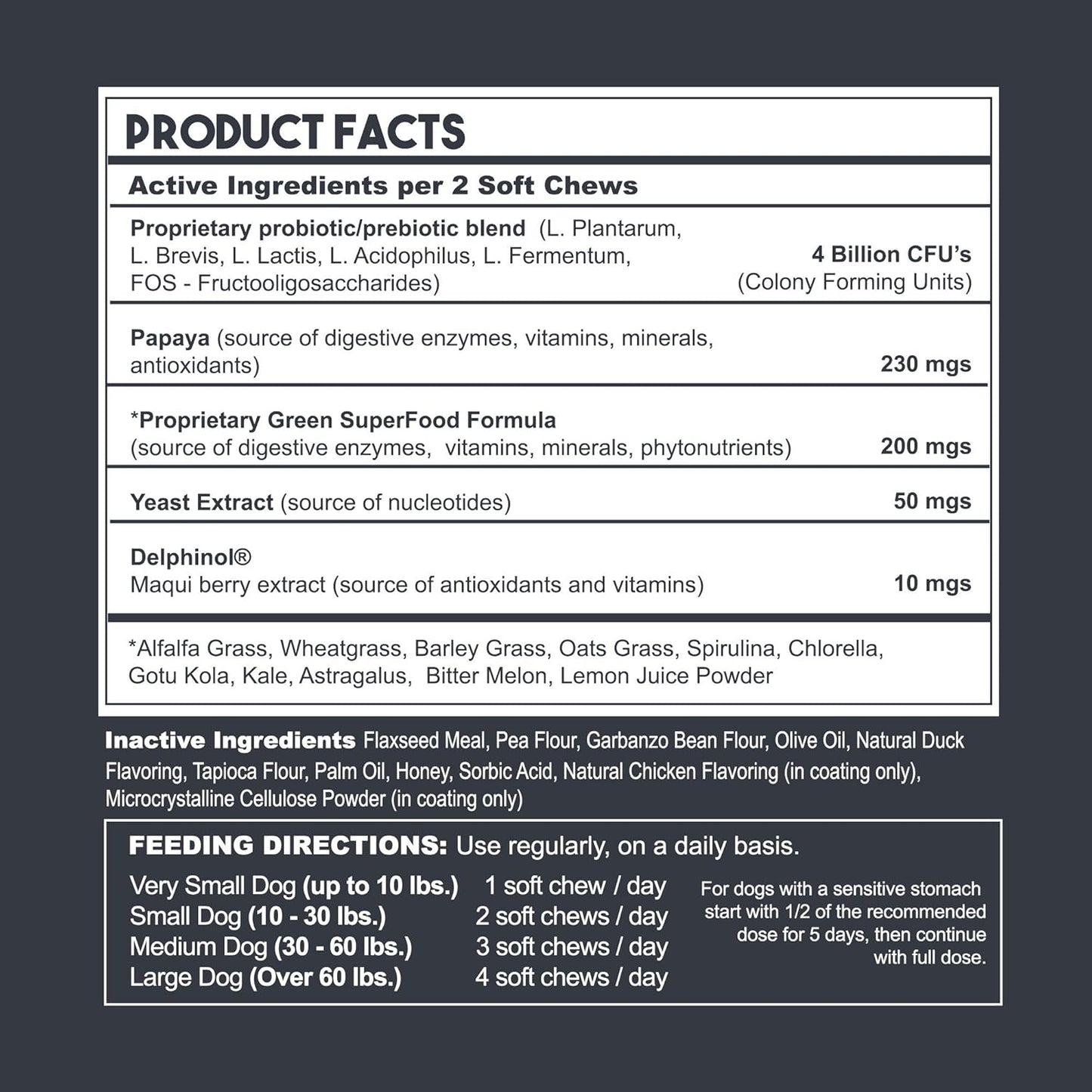 Probiotics for Dogs with Natural Digestive Enzymes ● 4 Bill CFUs/2 Soft Chews ● Dog Diarrhea Upset Stomach Yeast Gas Bad Breath Immunity Allergies Skin Itching Hot Spots ● 150 Count