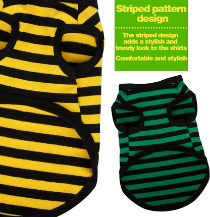 Paiaite Dog Striped Sleeveless Tank Top - Colorful Cotton Pet Apparel for Small & Medium Dogs in Happy Red