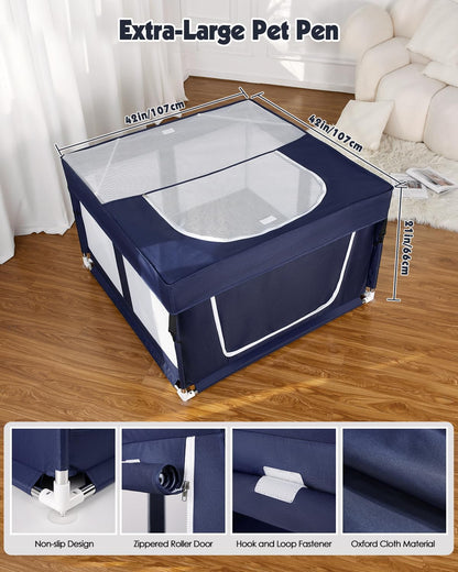 Puppy Playpen with Cover, Dog Playpen for Puppies or Small,Dog Fence Pet Playpen for Indoor & Outdoor,Sturdy Safety Whelping Box,Puppy Cage with Zipper Door,42x42 x26 inch