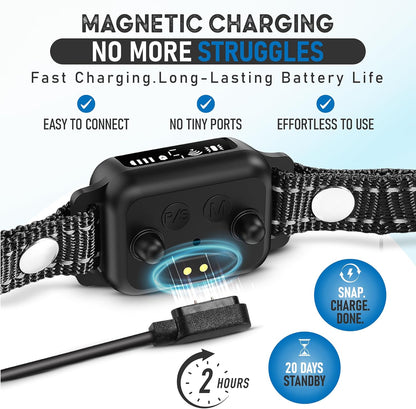 2 Pack Bark Collar for Small Dogs 5-15 lbs with Magnetic Charging – No Shock, 3 Beep & Vibration Modes, 5 Sensitivity Levels – Humane Stop Anti-Barking Device – Dog Training Bark Collar (Black/RH)