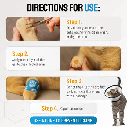 Best Hot Spot Treatment for Dogs & Horses – Dog Wound Care with Silver for Scratches, Sores, Rashes, Irritations – Honey Wound Repair Ointment in Gel Form for Horses & Cats + 2 Bandages – 2 Oz