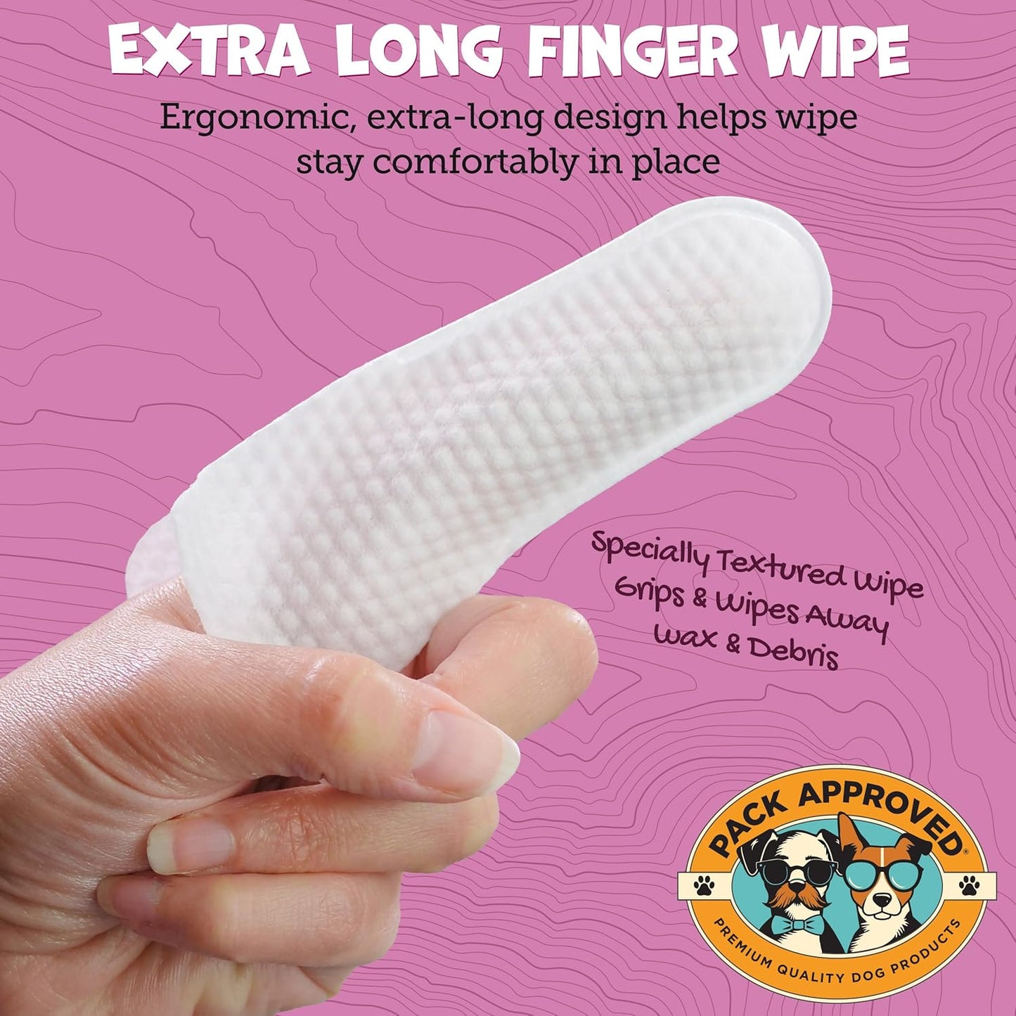 Advanced Pet Ear Finger Wipes for Dogs & Cats - Non-Irritating Pet Finger Wipes, Ear Cleaner for Dogs & Cats - Helps Reduce Wax Buildup, Debris, and Odor with Cucumber Melon Scent - 50ct