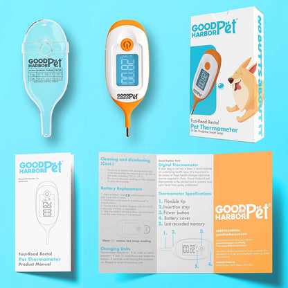 GoodHarborPet-OnlyTemp Ultra-Fast 10s Read, IP55 Water Resistant - Precision Rectal Thermometer for Pets
