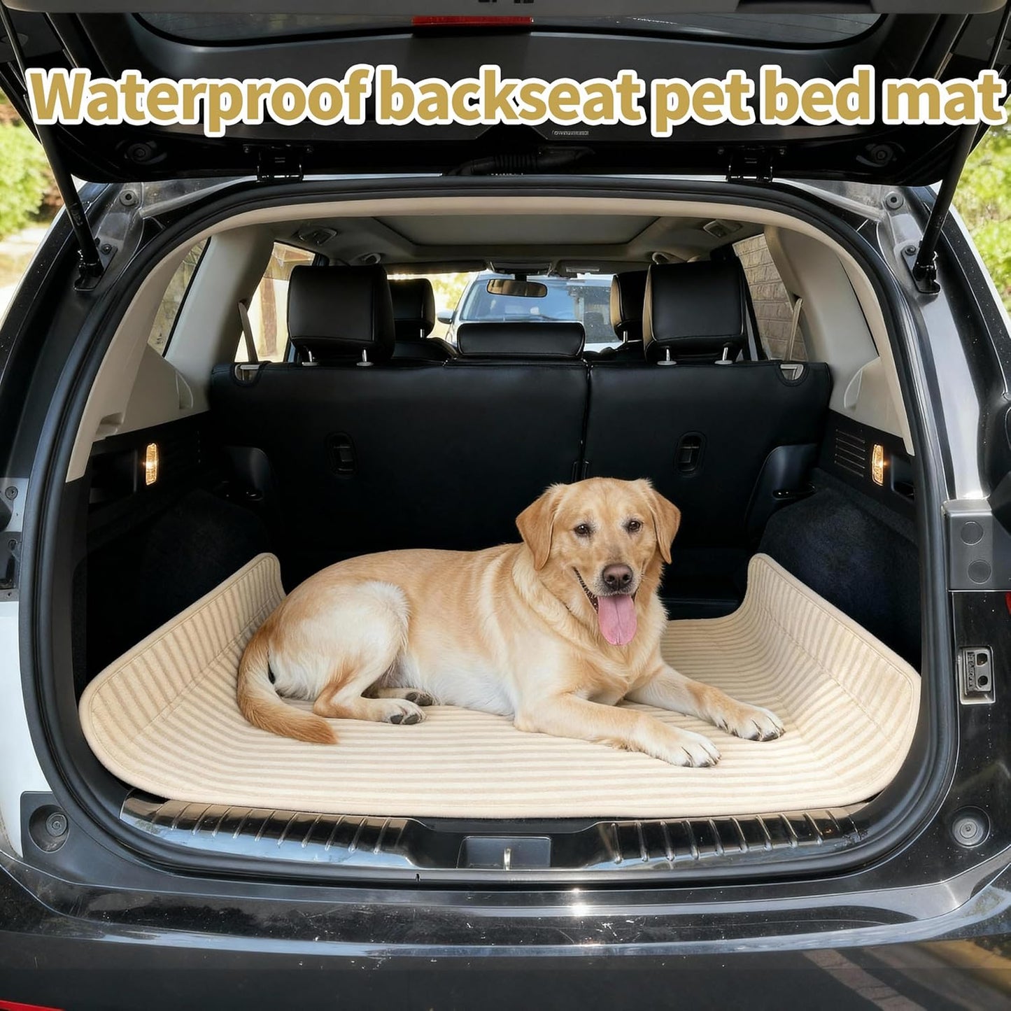 Backseat Dog Bed for Car Back Seat, Dog Mat for Car Backseat Pet Bed Mat, Non-Slip Travel Pet Mat, Fit for Backseat Extenders and Trucks Suvs (Beige, 27.5x55 Inch)
