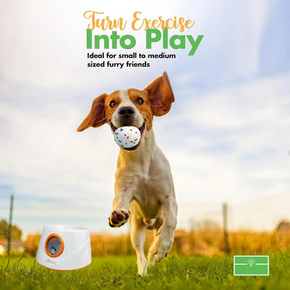 Automatic Dog Ball Launcher for Small & Medium Dogs, Interactive Fetch Machine with 3 Adjustable Launch Distances, Tennis Balls Thrower Toy for Endless Play Orange / 3 Ball