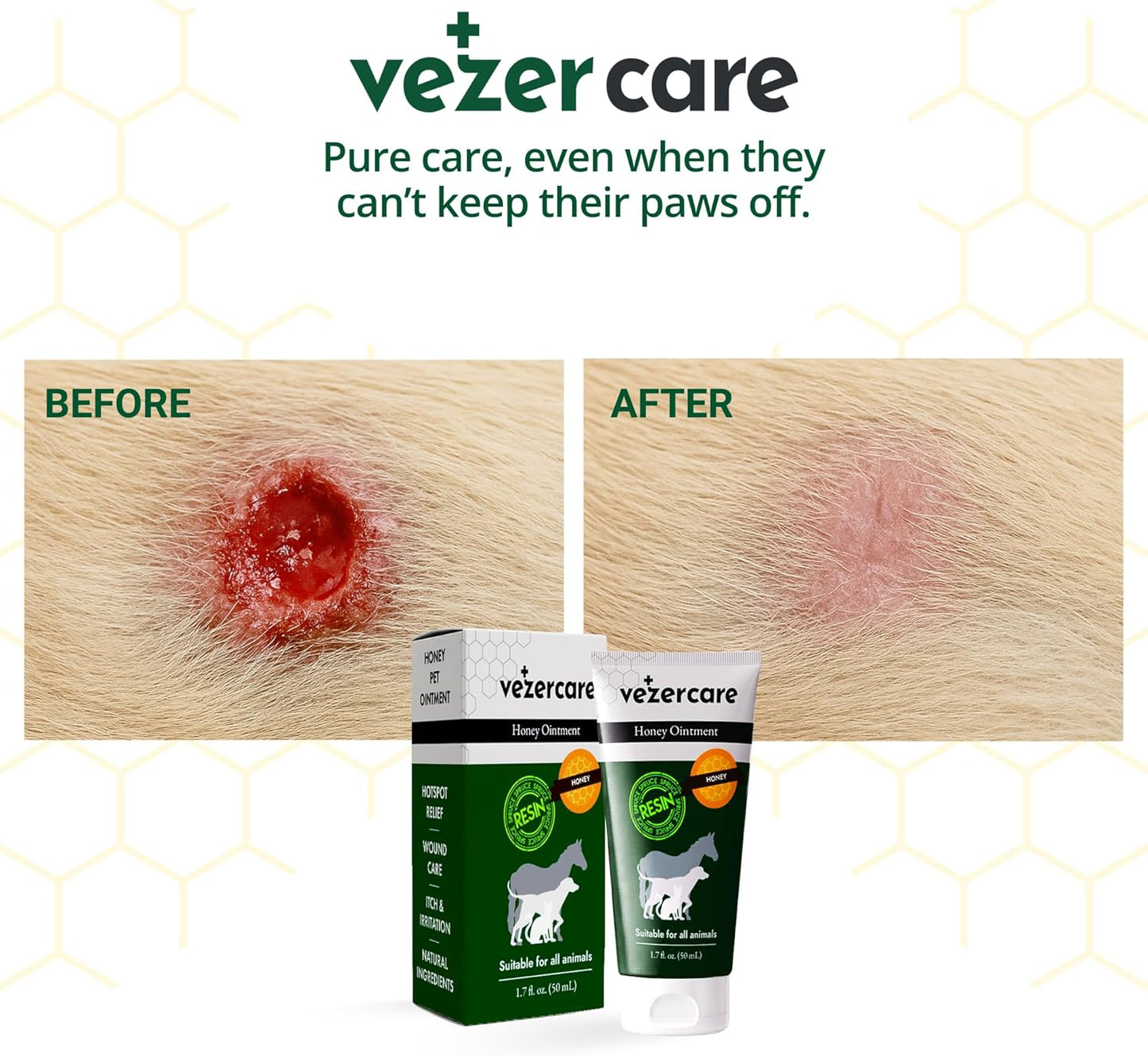 Dog Paw Balm & Wound Care Ointment – Natural Alternative to Manuka Honey for Hot Spots, Itchy Skin & Cuts – Safe for Dogs, Cats & Horses – Lick-Safe & Steroid-Free 1.7 oz