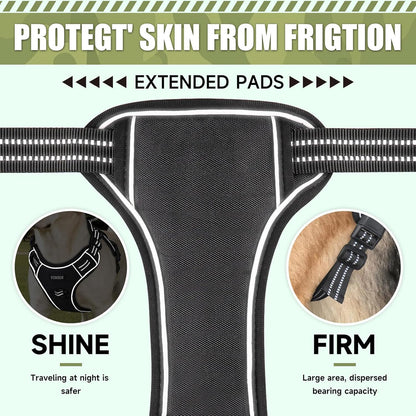 Service Dog Tactical Vest Harness and Leash Set Medium Sized Dog Emotional Support- Tactical Dog Harness Training Collar with Name (Black, M)