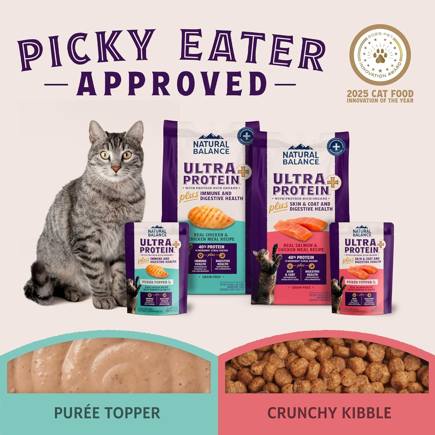 Natural Balance Ultra Protein Plus Dry Cat Food, Immune & Digestive Health Real Chicken & Chicken Meal Recipe with Nutrient-Rich Organs, High Protein Cat Food for Picky Cats - 2.5 lbs.