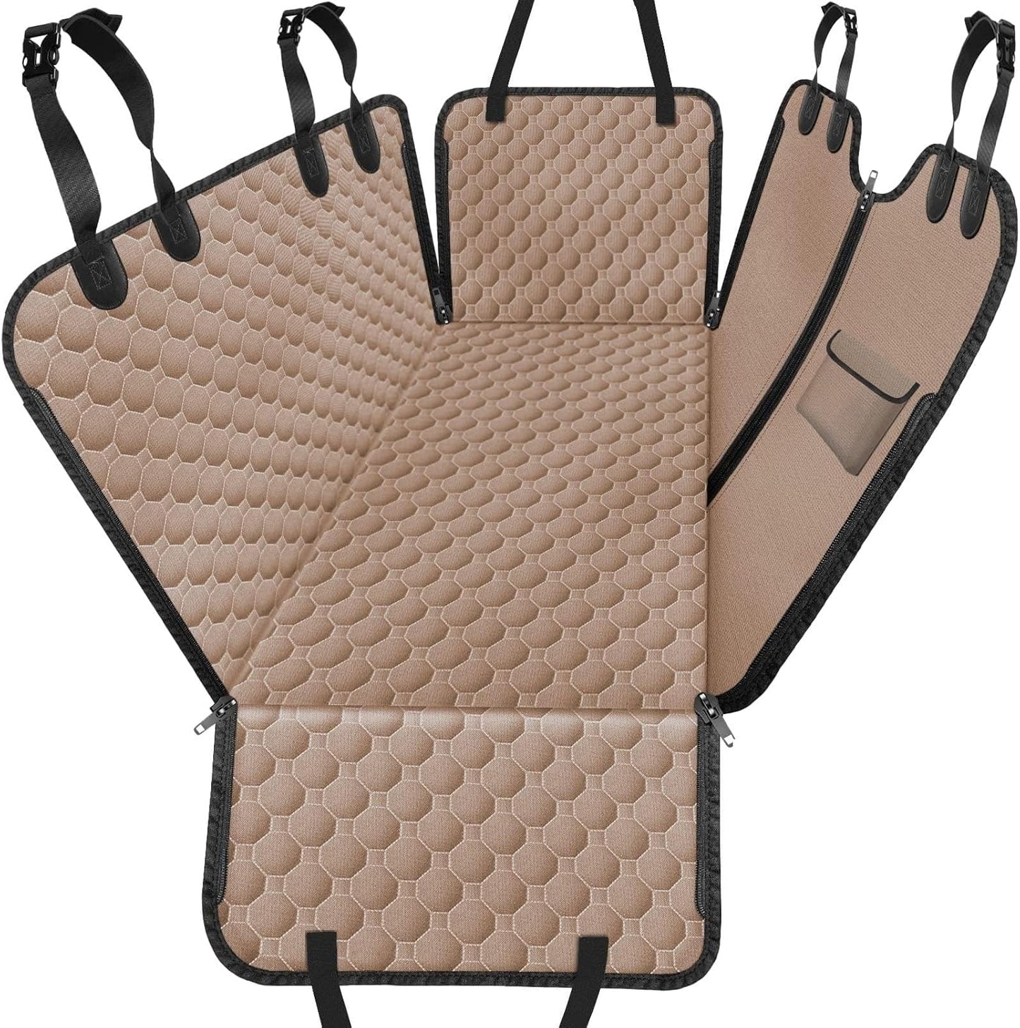 Mancro Back Seat Pet Cover for Dogs, 2025 Upgraded 600D Heavy Duty Waterproof & Scratch-Resistant Dog Hammock for Car, Car Cover for Dogs with Sedan, Trucks and SUVs, Standard, Khaki