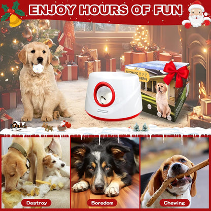 Automatic Ball Launcher for Dogs, Dog Ball Thrower with 19-32-45Ft Distance, Rechargeable Automatic Launcher with 6 Balls (2.2"), Dog Balls Launchers for Small & Medium Red
