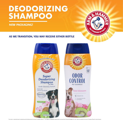Arm & Hammer Deodorizing Dog Shampoo for Smelly Dogs & Puppies with Baking Soda, Moisturizing Dog Shampoo for Sensitive Skin - Dog Odor Shampoo - Kiwi Blossom Scent, 20 Fl Oz
