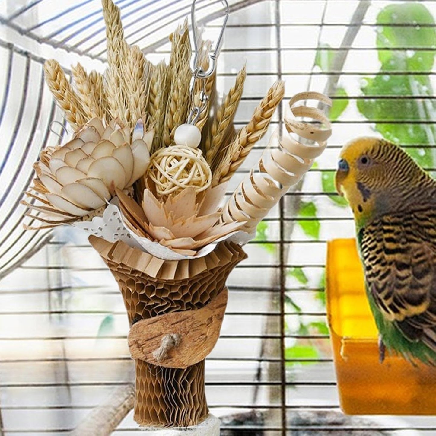 Parakeet Chew Toys, Parrot Bird Toys,Bird Chew Toys with Wheat Ears Bouquet Design | Funny Chew Toy